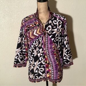 Chico’s Full Zipper Jacket - Black, Purple, White, Chico size 2